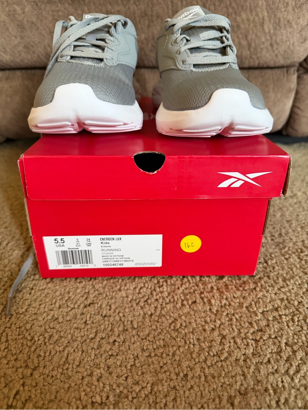 Reebok Kids/Womens Gray Lace-Up Sneakers